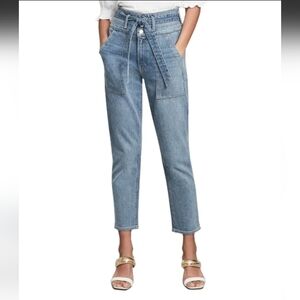 Veronica Beard Logan Belted Slim Straight Jeans in Clearwater